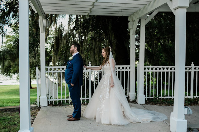 bride and groom first look