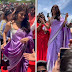 Pooja Hegde looks stunning in Purple Banarasi saree with strappy blouse - (View pics and  Video)