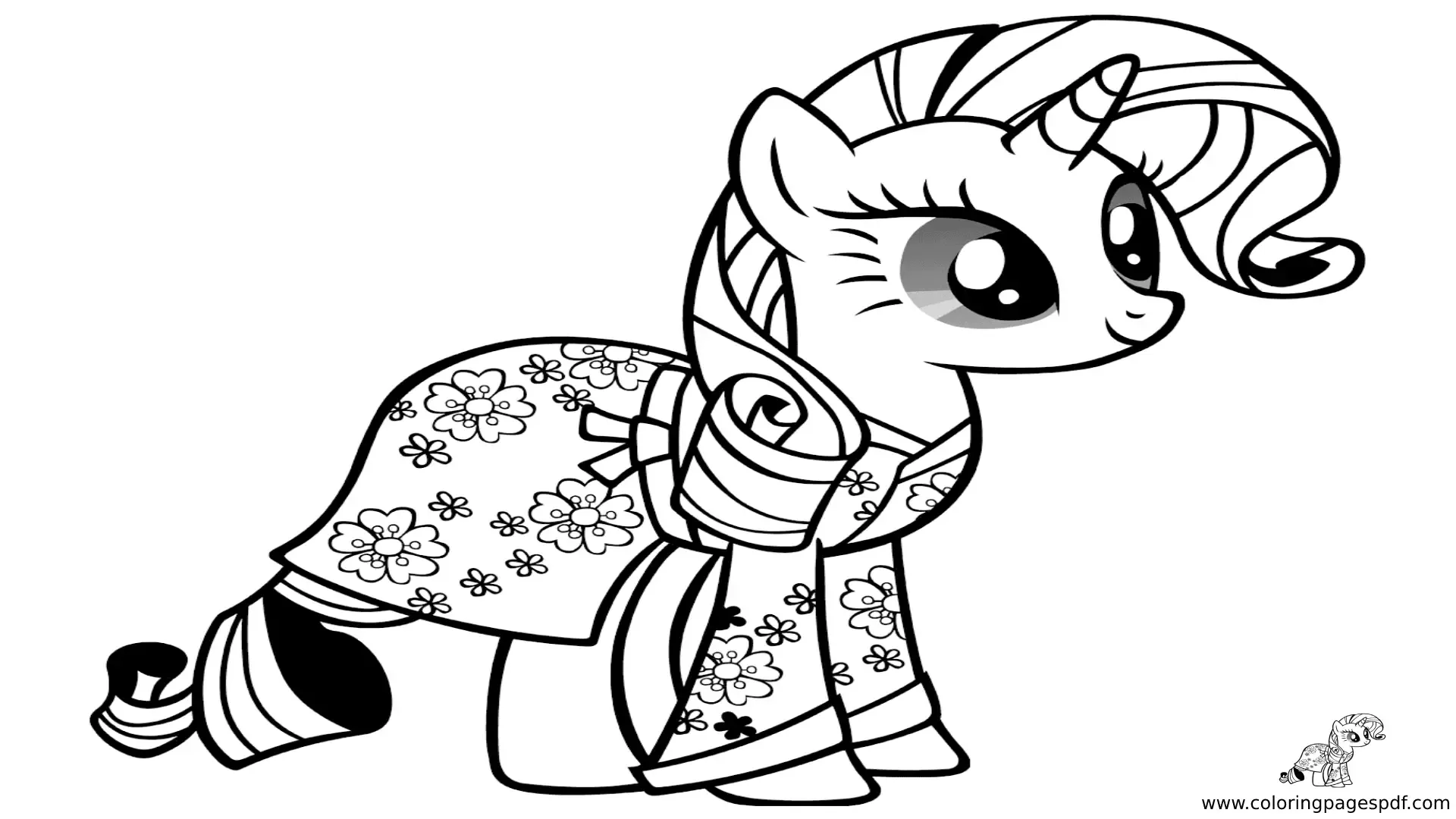 Coloring Pages Of Pony Rarity Wearing Roses Outfit
