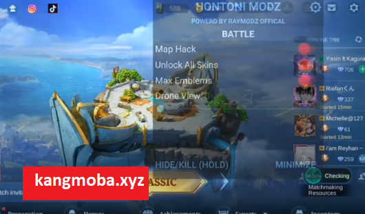 APK Mobile Legends Menu Hontoni Modz Unlock All Skin + Drone View No Virtual