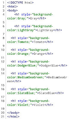 Contoh Program 1 Warna HTML