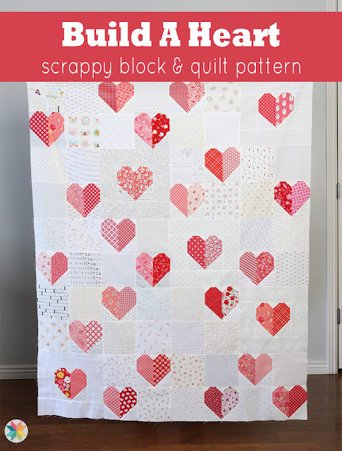 Build A Heart scrappy quilt pattern by Andy Knowlton of A Bright Corner quilt blog
