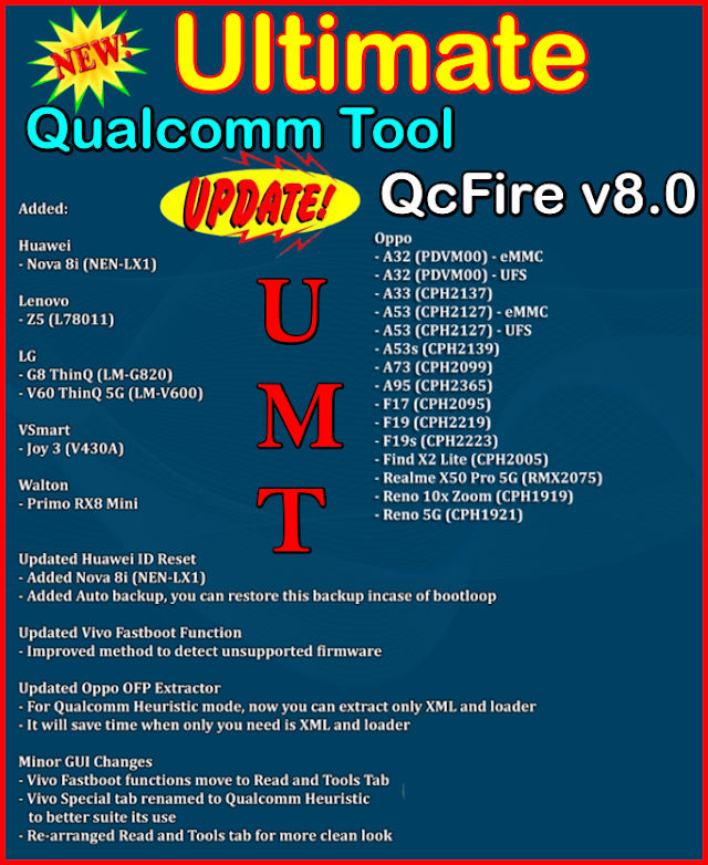 UMTv2/UMTPro QcFire v8.0 - Oppo Reset and FRP, LG, Huawei and more.