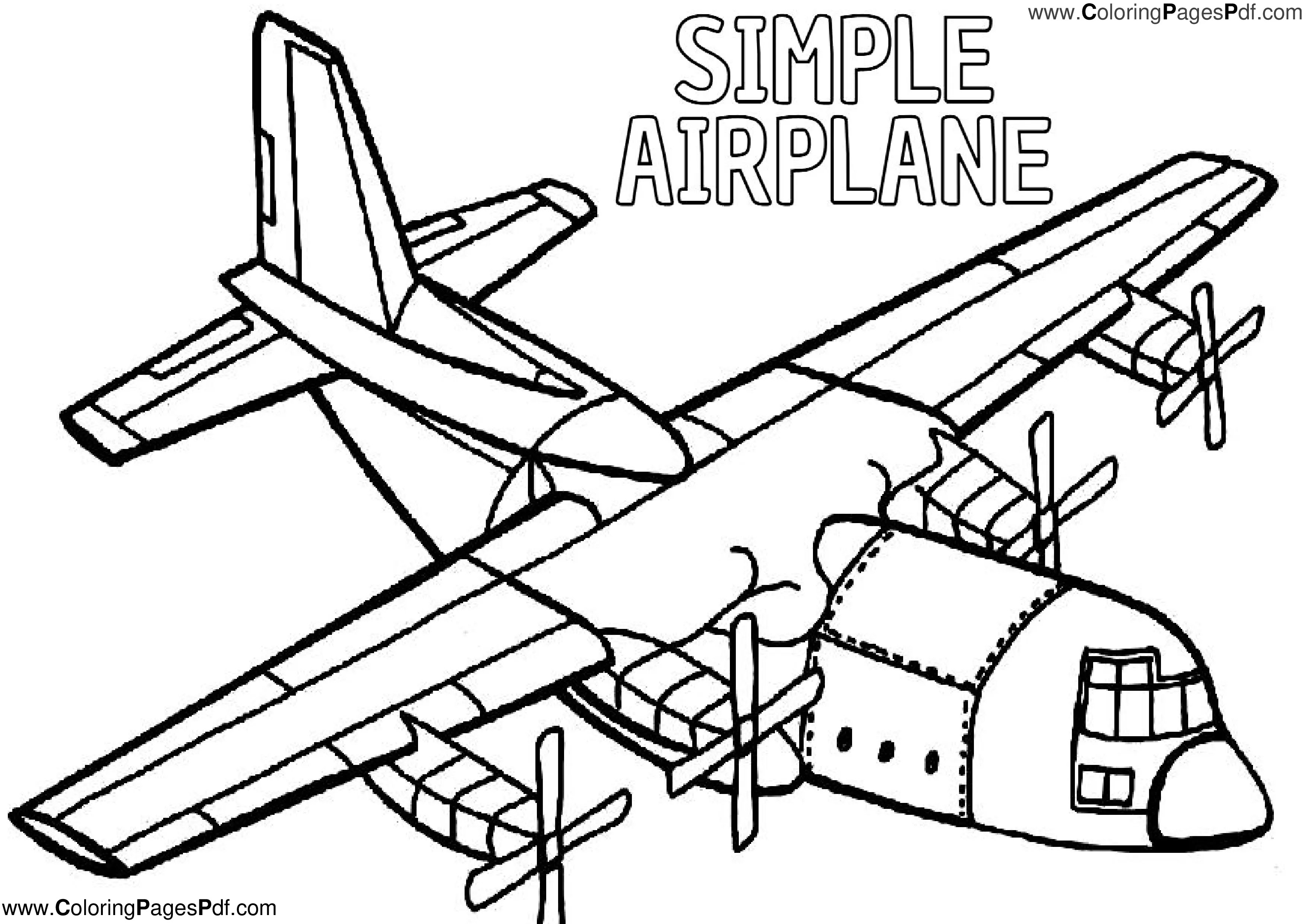 Simple airplane coloring pages