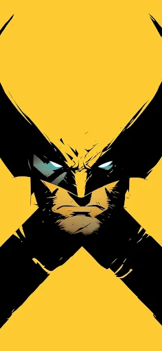 A stark yellow and black iPhone wallpaper featuring wolverine's face, perfect for fans of x-men themes.

