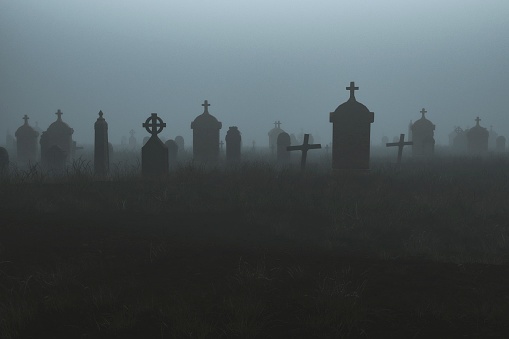 Cementerio, niebla