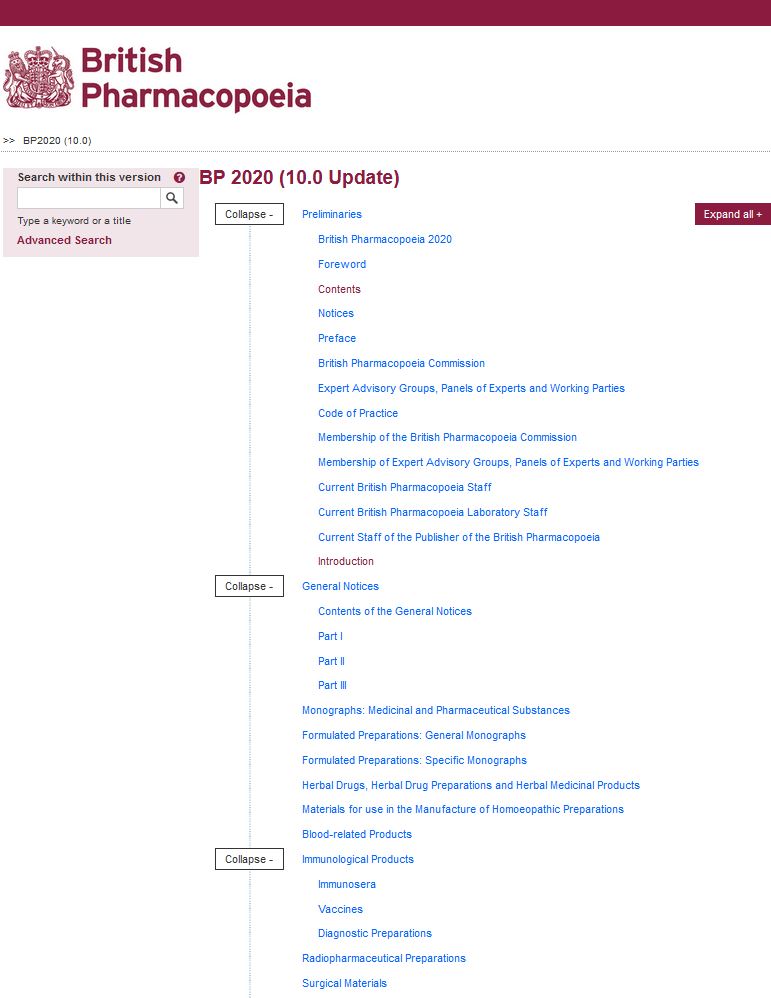 British Pharmacopoeia 2020