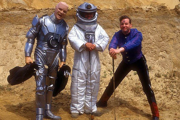 Kryten, Lister and Rimmer in Red Dwarf VII: Blue