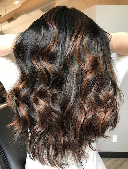 #blackhairwithcaramelhighlights