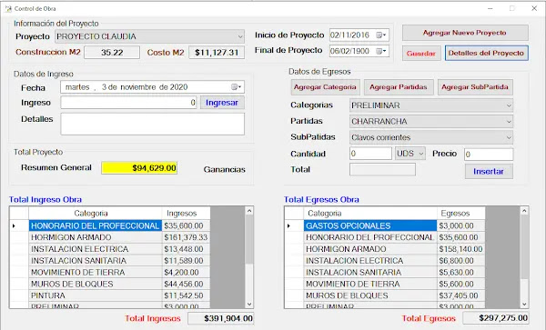 software control de obras full