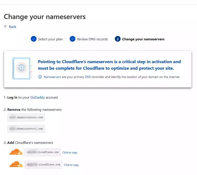 cloudflare change your nameservers