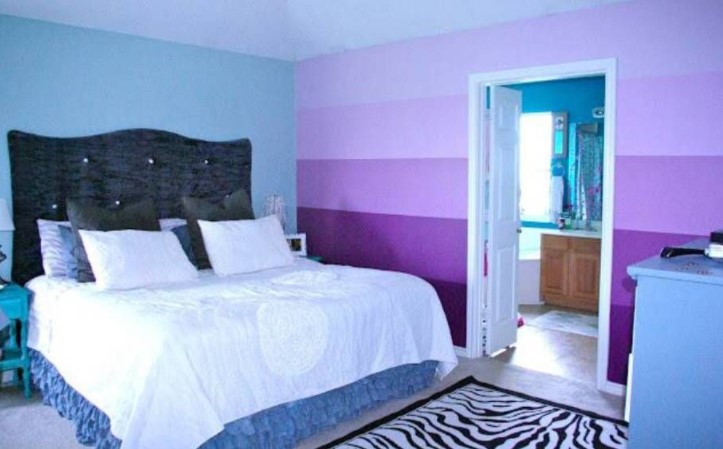 purple two colour combination for bedroom walls