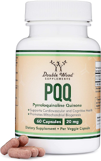 PQQ Supplement - 20mg, 60 Capsules (Pyrroloquinoline Quinone) Promotes Mitochondria ATP Coenzyme Levels, Energy Optimizer and Sleep Quality Support by Double Wood Supplements