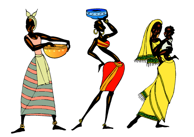 African Women Carrying Baskets