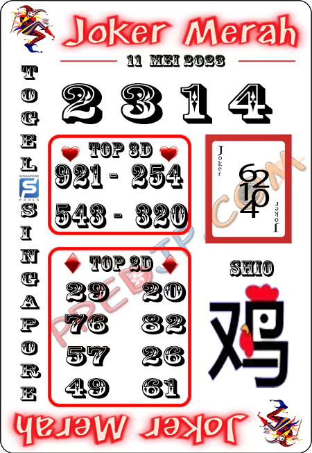 Prediksi Joker Merah Sgp Paling Jitu Kamis 11-05-2023