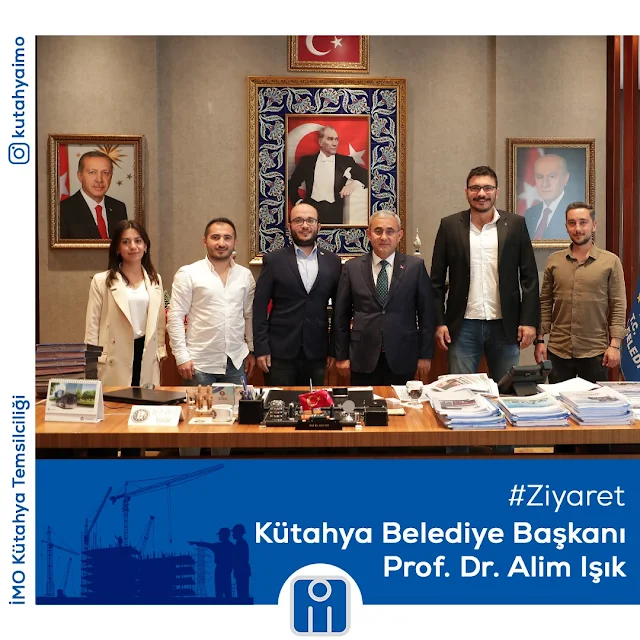 Kütahya Belediyesi Başkanı Prof. Dr. Alim Işık ve İnşaat Mühendisleri Odası Kütahya Temsilciliği