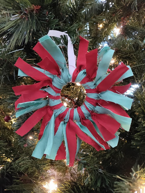 Fabric scrap wreath ornament