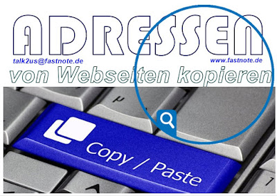 Adressen von Webseiten kopieren fastNOTE SchreibService