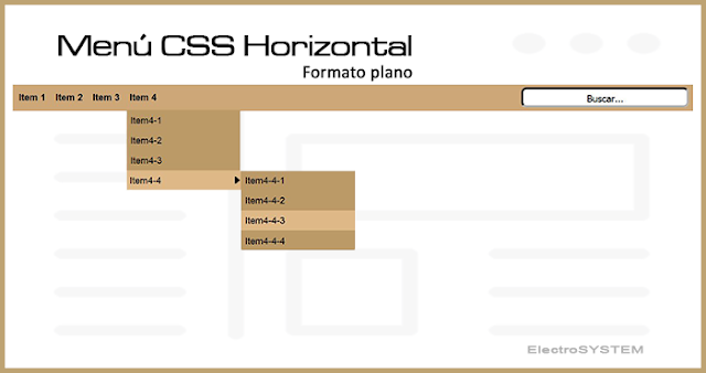 Menú CSS Horizontal (Formato plano y buscador integrado)