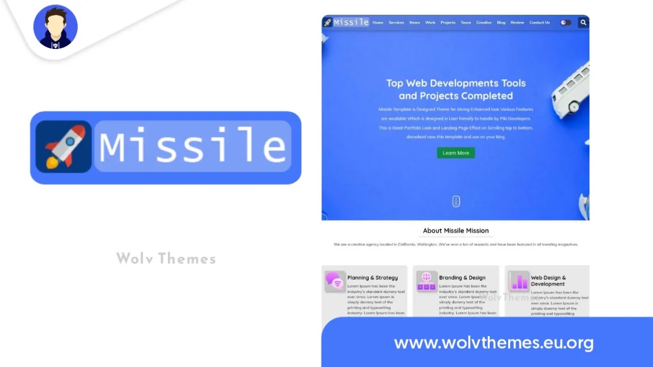 Missile landing page premium Blogger Template