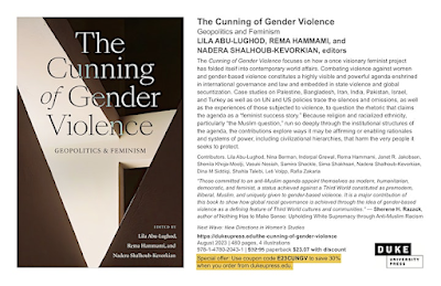 screenshot of The Cunning of Gender Violence: Geopolitics and Feminism book cover and text description