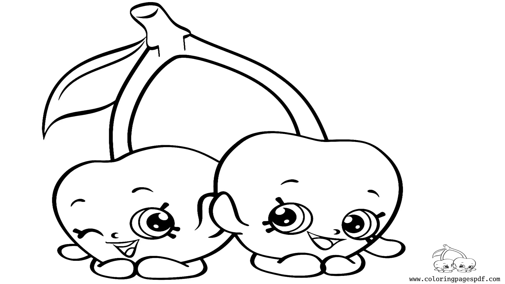 Coloring Page Of Twin Cherries