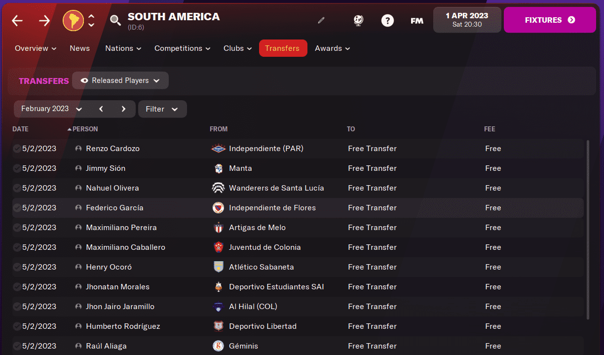 FM22 Search for Free Transfers