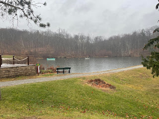 A lake with a path around it.