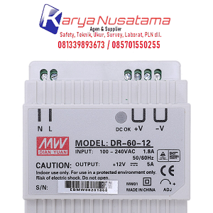 Jual Power Supply Din Rail Type DR-60-12 di Banjarmasin