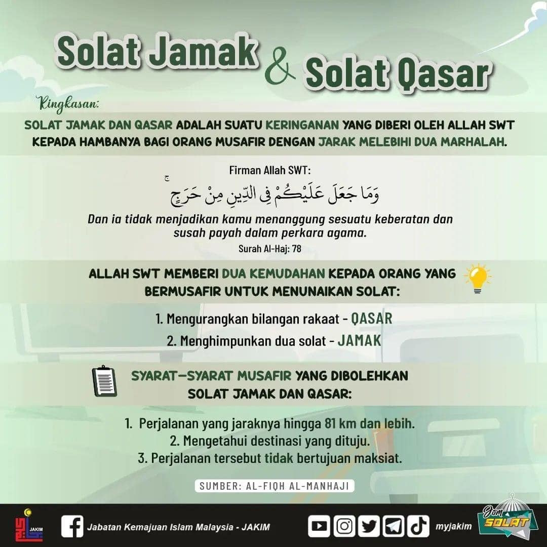 Apakah maksud solat Jamak dan Qasar?