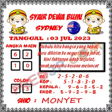 Prediksi Dewa Bumi Sdy Senin 03-Juli-2023