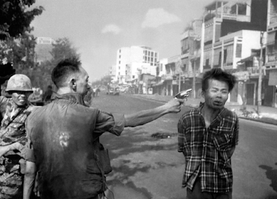 Famous black and white photograph from the Vietnam War of South Vietnamese National Police Chief Brig Gen. Nguyen Ngoc Loan executes a suspected Viet Cong officer with a single pistol shot in the head in Saigon, Vietnam, Feb. 1, 1968.. (AP Photo/Eddie Adams, File)