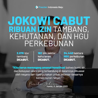 Langkah Tegas Presiden Jokowi Cabut Ratusan Izin Tambang Dan Lahan Perkebunan, Guna Amanah Konstitusi & Legacy yang Istimew