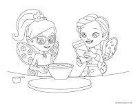 Butterbean and Poppy baking coloring page