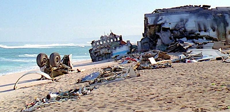 Wreckage of Flight 815 on beach