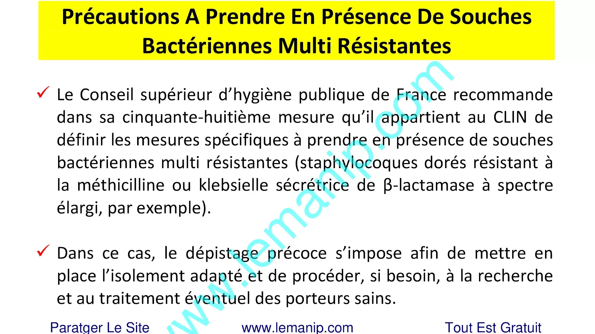 Précautions A Prendre En Présence De Souches Bactériennes Multi Résistantes