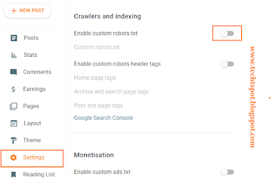 Enable Custom Robots file in Blogger 1