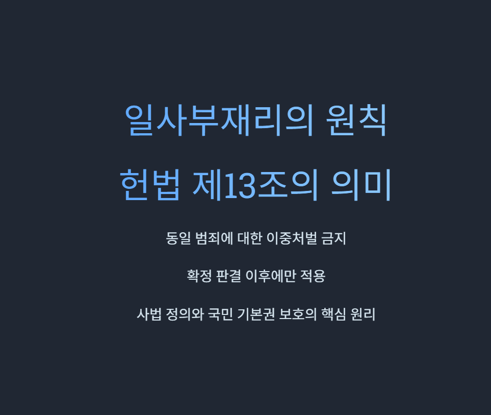  일사부재리의 원칙 (이중처벌금지) 헌법 제13조의 의미와 적용 범위