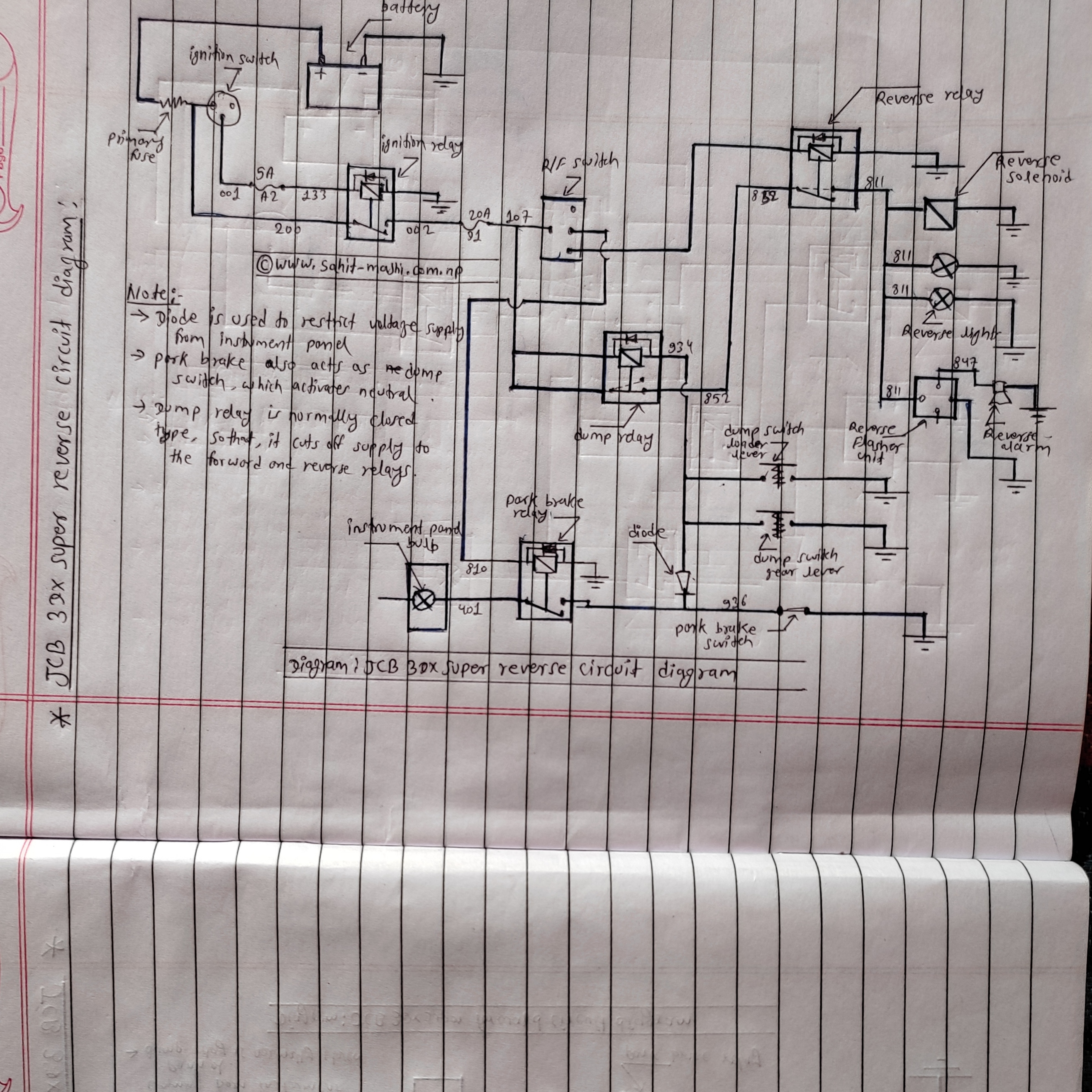 jcb 3dx super Reverse circuit diagram