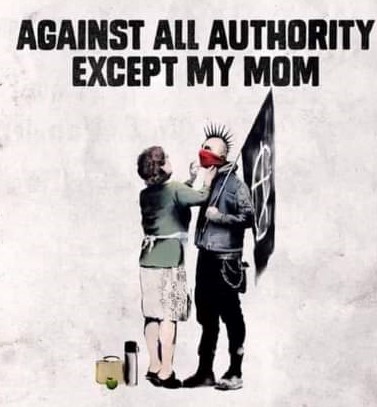 Anarchist's mom during COVID. Attributed to Banksy.