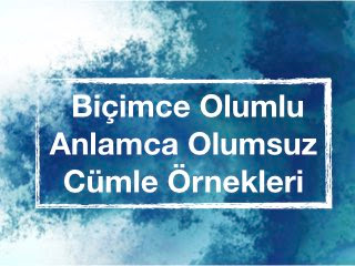 Biçimce Olumlu Anlamca Olumsuz Cümle Örnekleri