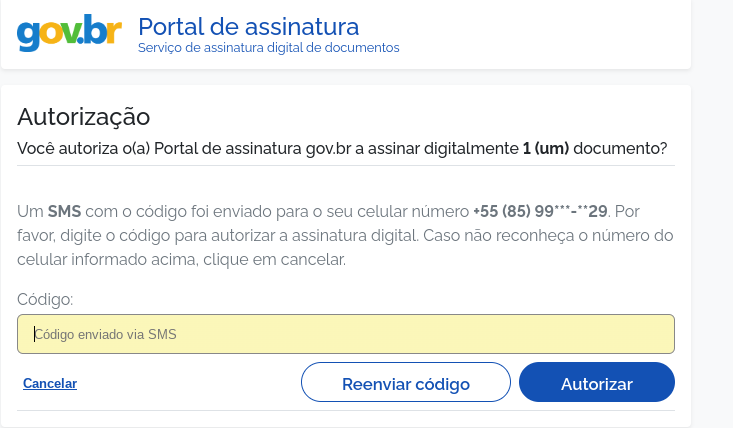 Assinatura online pelo Portal de Assinatura do gov.br