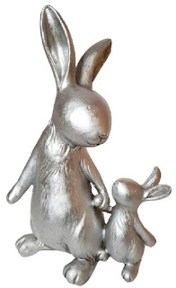 Osterdekoration - Hasenmutter mit Kind Farbe Silber (Antik-Silber)