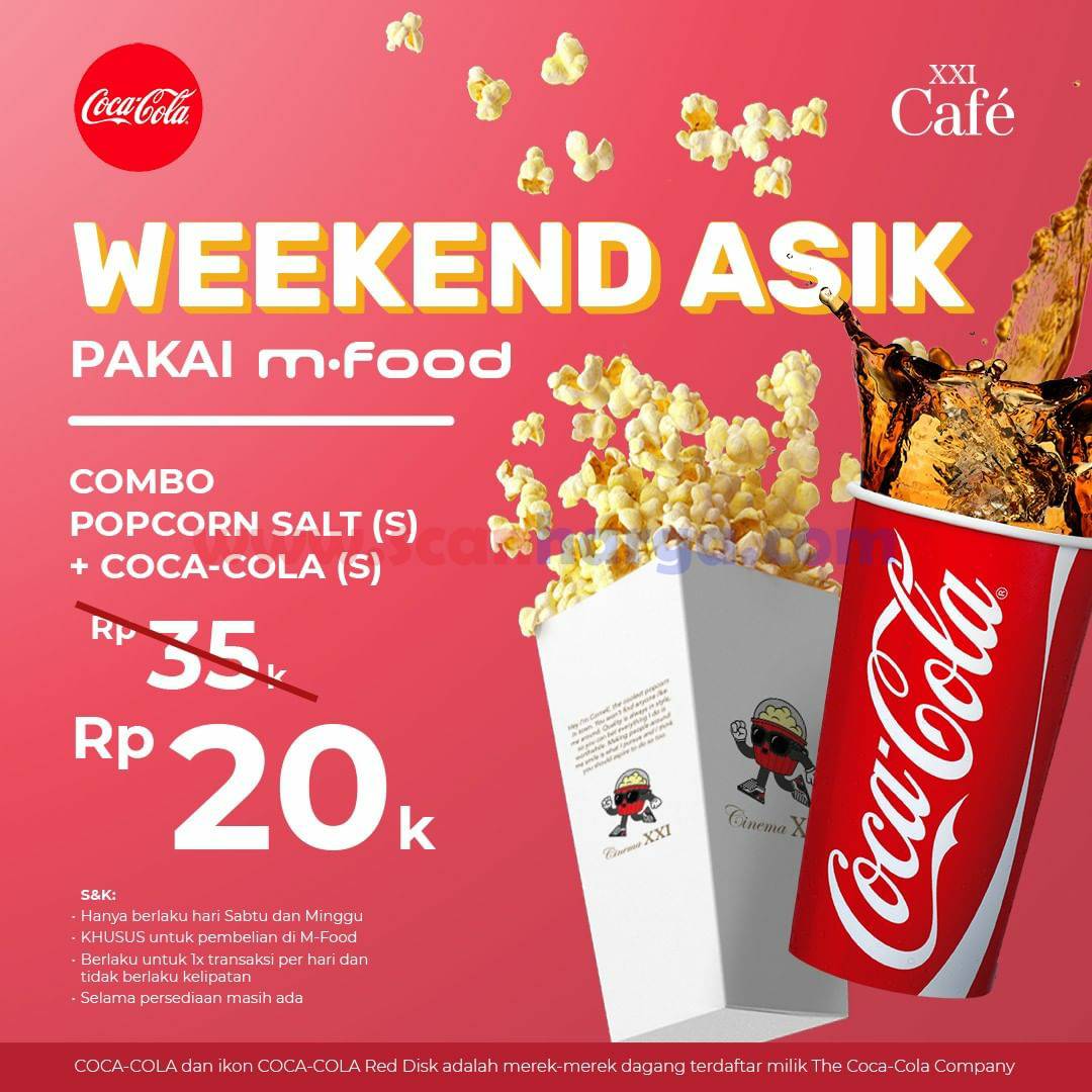 Promo XXI CAFE Weekend - Beli Combo Popcorn + Coca Cola cuma Rp. 20.000