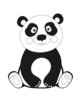 Cute panda sitting coloring page for kids