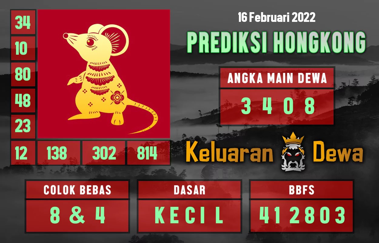 Prediksi Dewa HK Kamis 17 Februari 2022