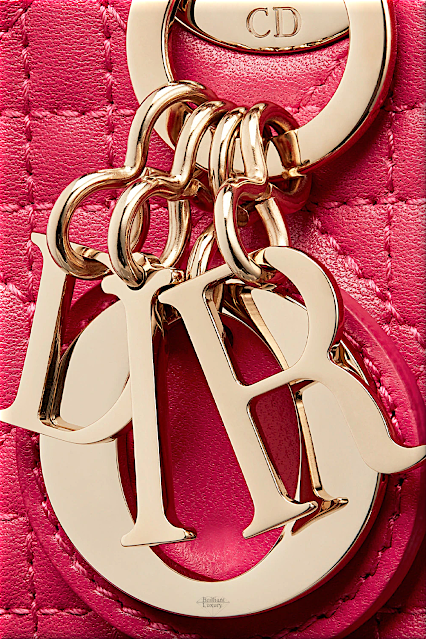 ♦Lady Dior bright pink cannage lambskin micro top handle bag detail #dior #bag #pink #brilliantluxury