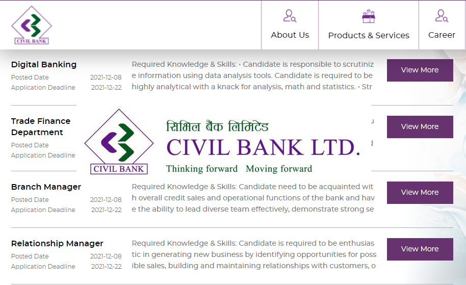 Civil Bank Limited Vacancy for Various Positions