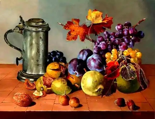 still life,oil painting,Hungarian Artist,Artist Ferenc Tulok