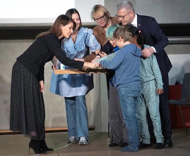 Princess Marie wore a new belted jacket by Armani Collezioni, and a new spotted tulle skirt by Pennyblack